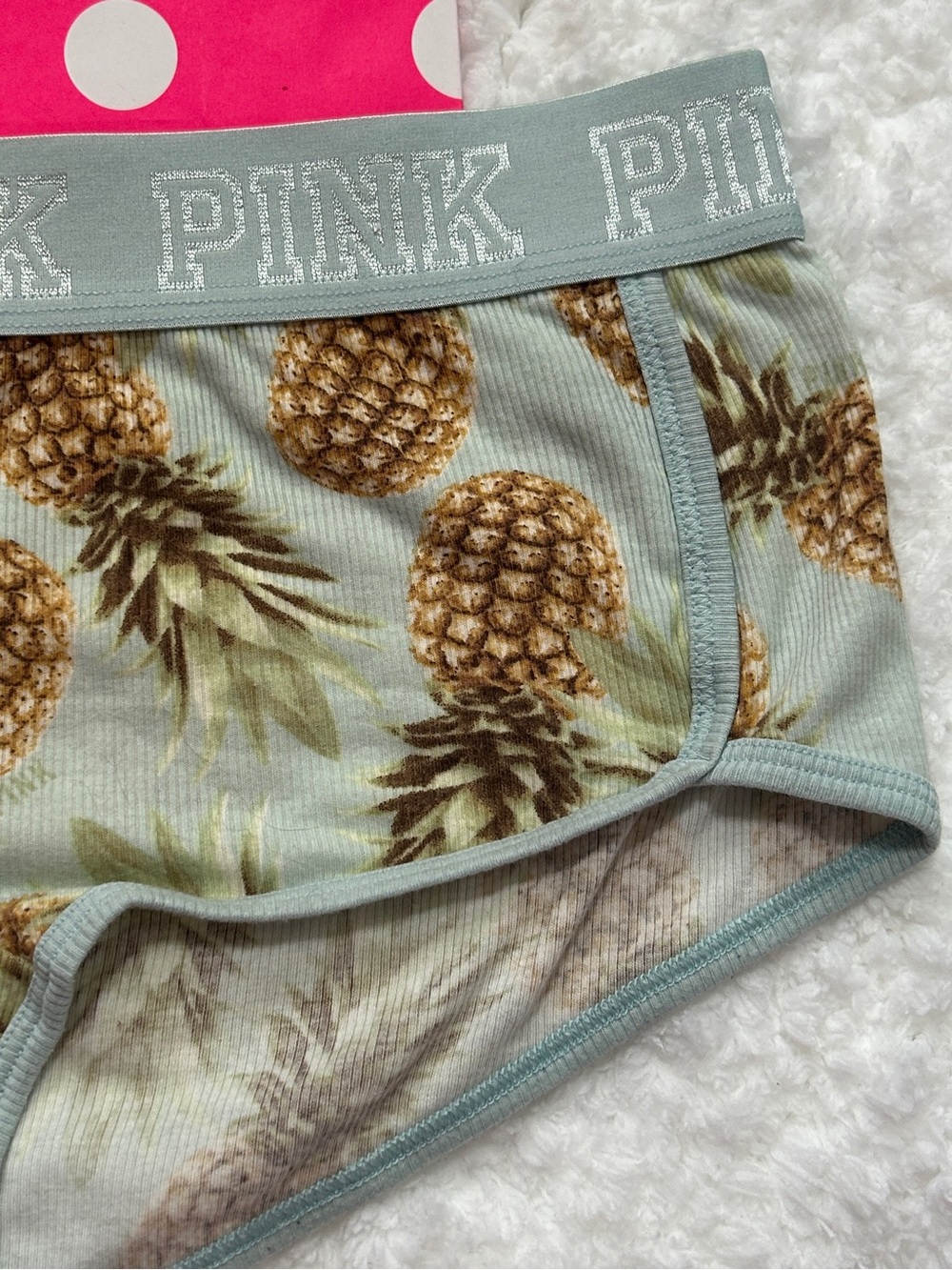 PINK Victoria's Secret Pineapple Print Ribbed Cotton Boy Shorts